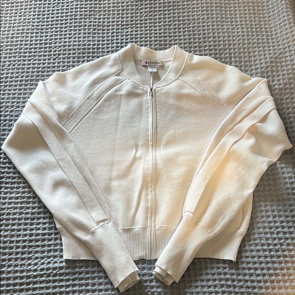 Athleta fill zip white cardigan size small